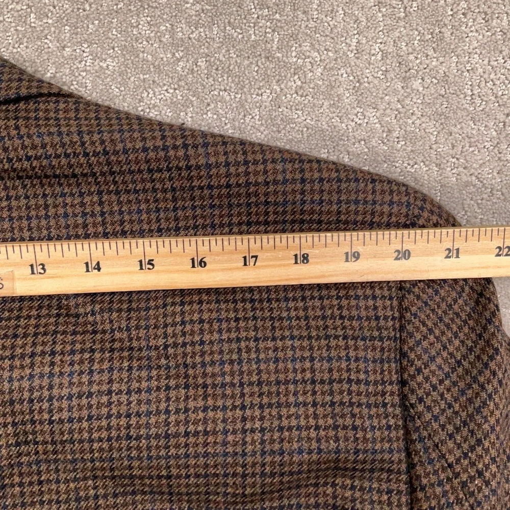 Chaps Mens 44R Brown Blue Houndstooth Lambswool Two Button Heritage Timeless - Picture 9 of 11